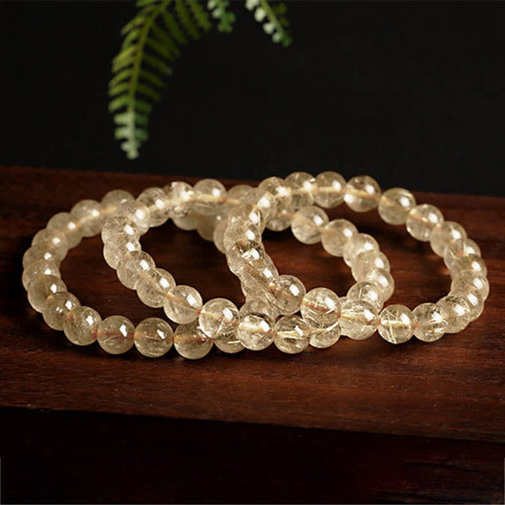 Buddha Stones Natural Rutilated Quartz Auspiciousness Protection Bracelet - image 4