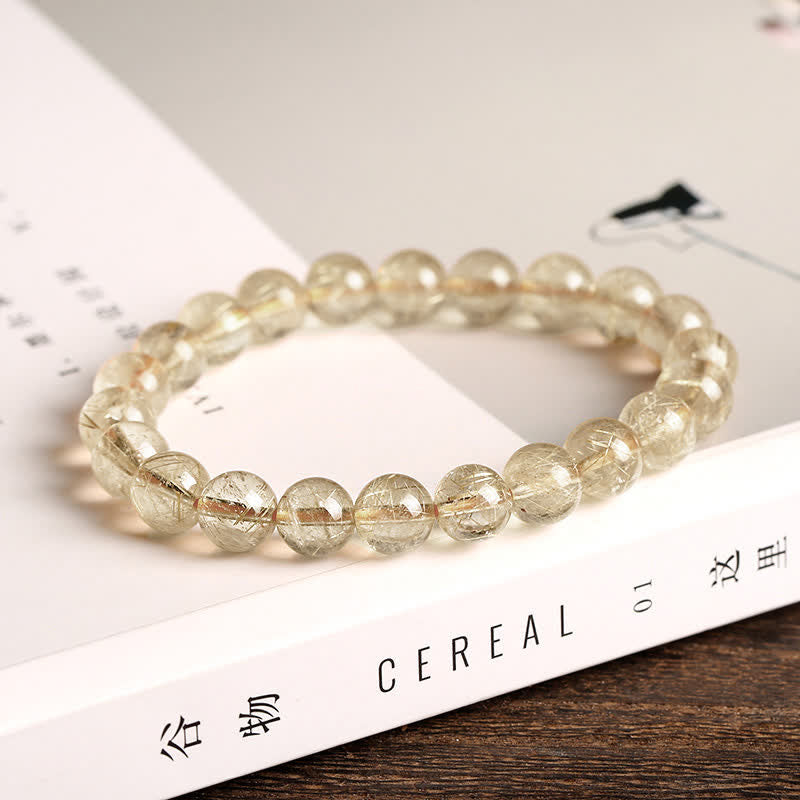 Buddha Stones Natural Rutilated Quartz Auspiciousness Protection Bracelet - image 1
