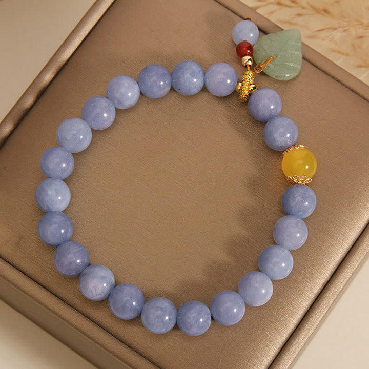 Buddha Stones Aquamarine Jade Leaf Healing Charm Bracelet - image 8
