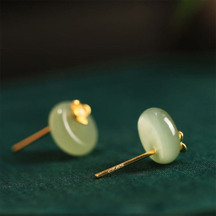 Buddha Stones Cyan Jade 925 Sterling Silver Flower Harmony Earrings - image 8