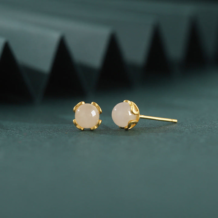 Buddha Stones Hetian Jade 925 Sterling Silver Heart-Shaped Lace Harmony Earrings - image 3