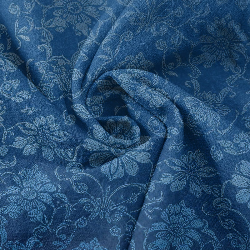 Buddha Stones Pure Cotton Retro Decorative Floral Pattern Women's Elastic Waist Pants With Pockets - image 3