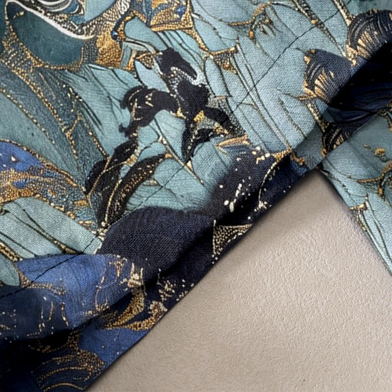 Buddha Stones Pure Cotton Auspicious Landscape Crane Pattern Women's Elastic Waist Pants With Pockets - image 2