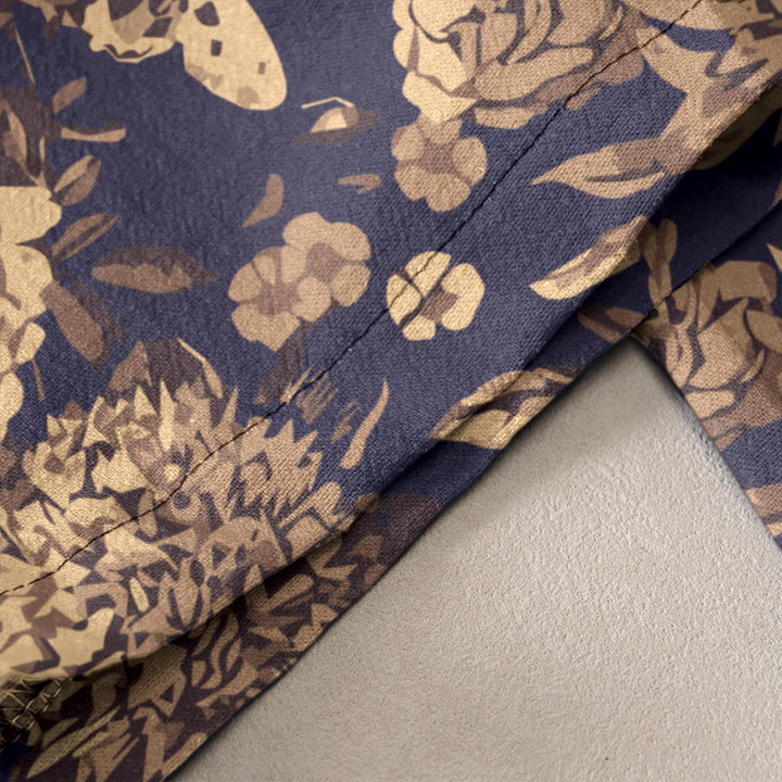 Buddha Stones Cotton Casual Peony Flowers Leaves Pattern Women's Elastic Waist Pants With Pockets - image 2