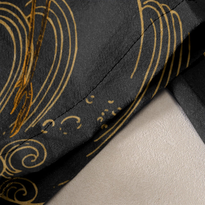 Buddha Stones Cotton Casual Flying Cranes Auspicious Clouds Tree Women's Elastic Waist Pants With Pockets - image 2