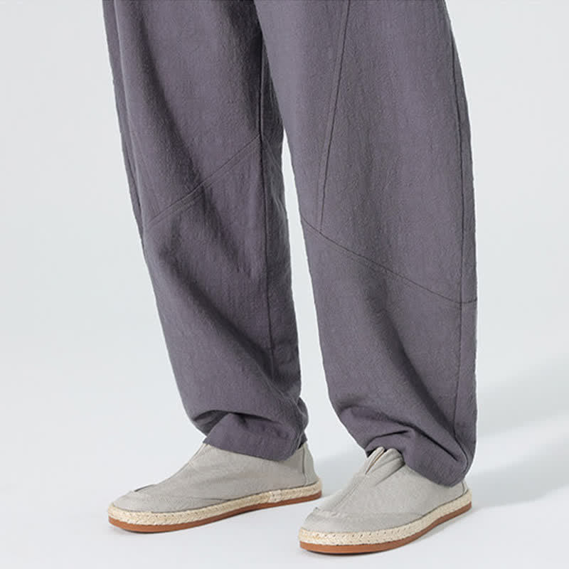 Buddha Stones Spring Pure Color Men's Cotton Drawstring Pants With Pockets - image 6