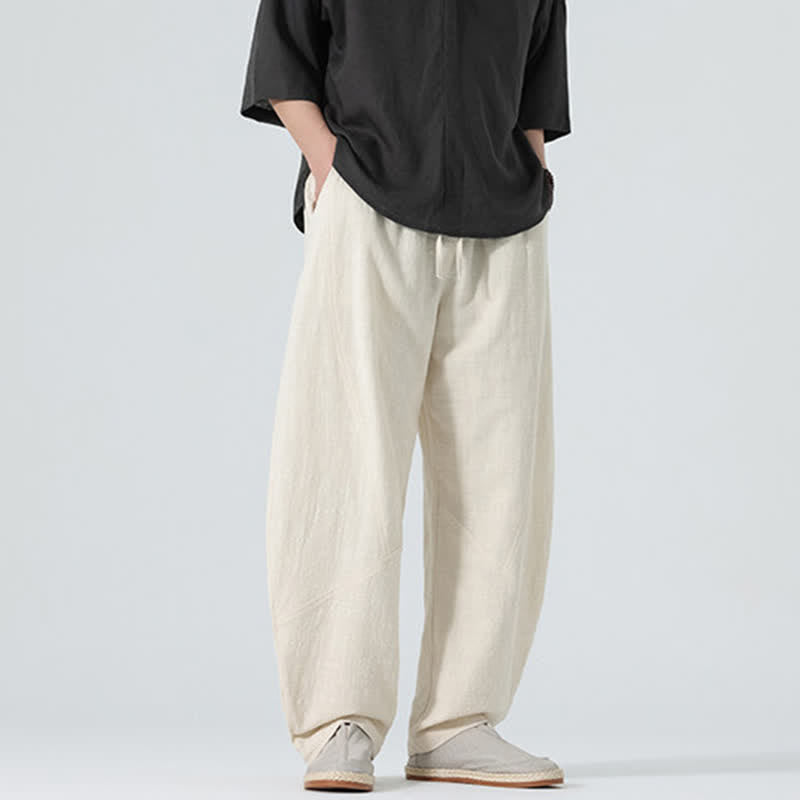 Buddha Stones Spring Pure Color Men's Cotton Drawstring Pants With Pockets - image 24