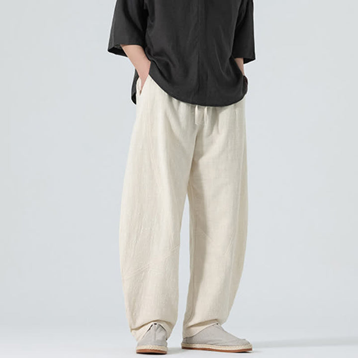 Buddha Stones Spring Pure Color Men's Cotton Drawstring Pants With Pockets - image 24