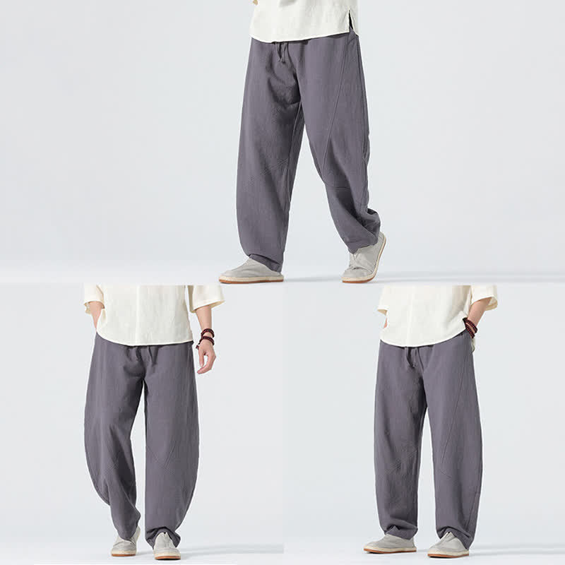 Buddha Stones Spring Pure Color Men's Cotton Drawstring Pants With Pockets - image 7