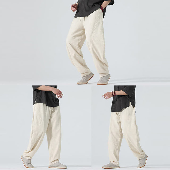 Buddha Stones Spring Pure Color Men's Cotton Drawstring Pants With Pockets - image 25