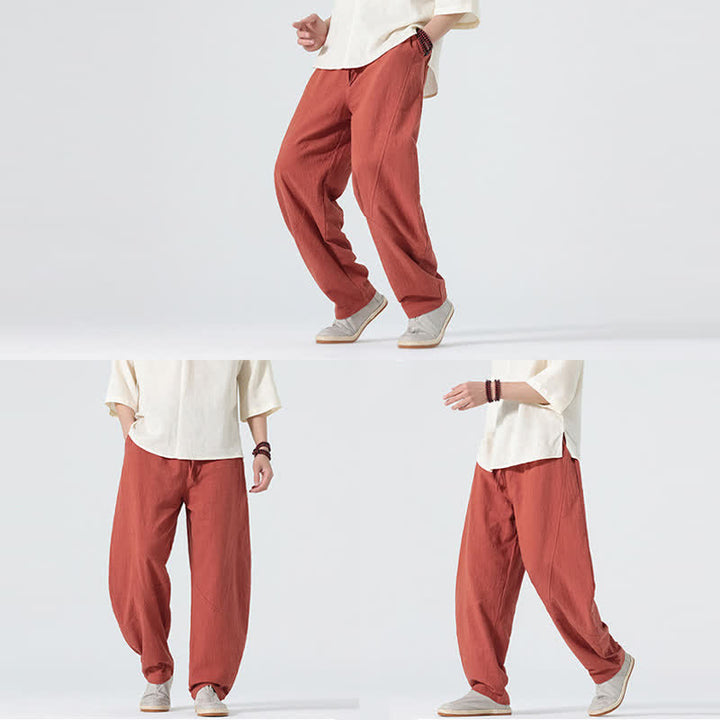 Buddha Stones Spring Pure Color Men's Cotton Drawstring Pants With Pockets - image 19