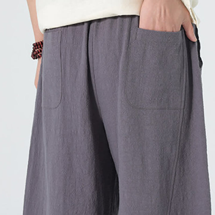 Buddha Stones Spring Pure Color Men's Cotton Drawstring Pants With Pockets - image 5