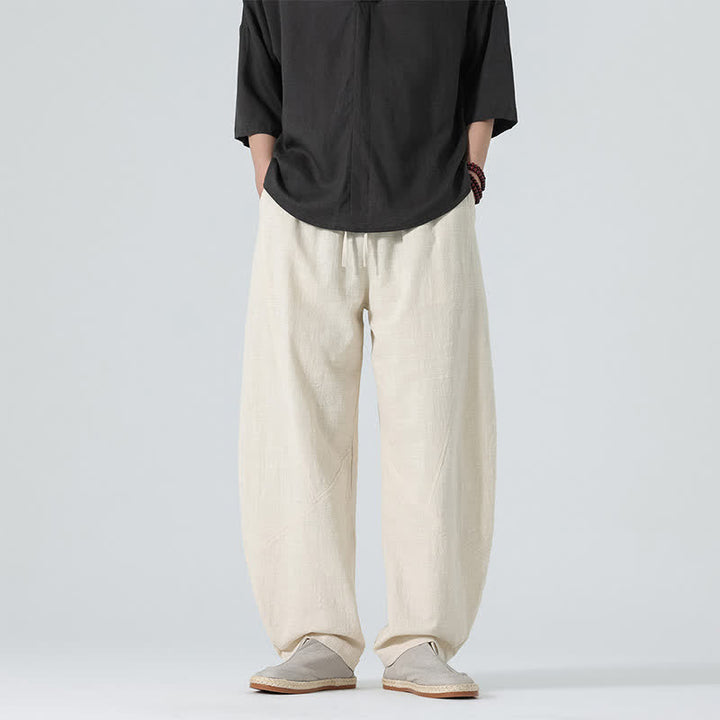 Buddha Stones Spring Pure Color Men's Cotton Drawstring Pants With Pockets - Beige - US/UK/AU46，EU56 (5XL) - image 20