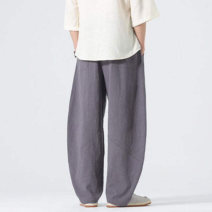 Buddha Stones Spring Pure Color Men's Cotton Drawstring Pants With Pockets - image 3