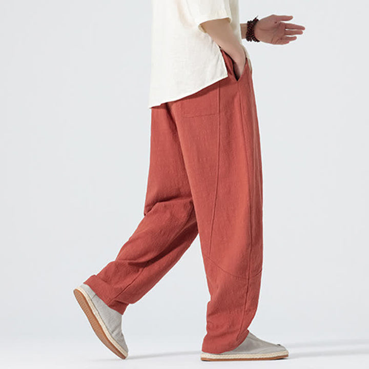 Buddha Stones Spring Pure Color Men's Cotton Drawstring Pants With Pockets - image 17