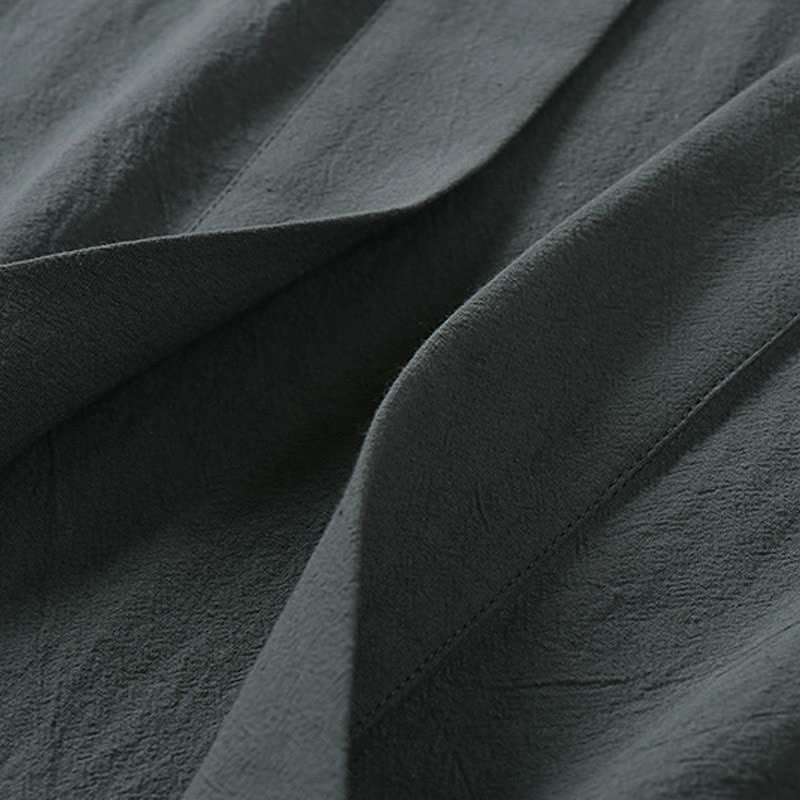 Buddha Stones Spring Pure Color Open Front Design Men's Cotton Linen Sleeveless Kimono - image 3