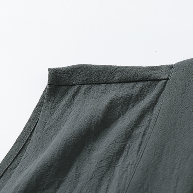 Buddha Stones Spring Pure Color Open Front Design Men's Cotton Linen Sleeveless Kimono - image 6