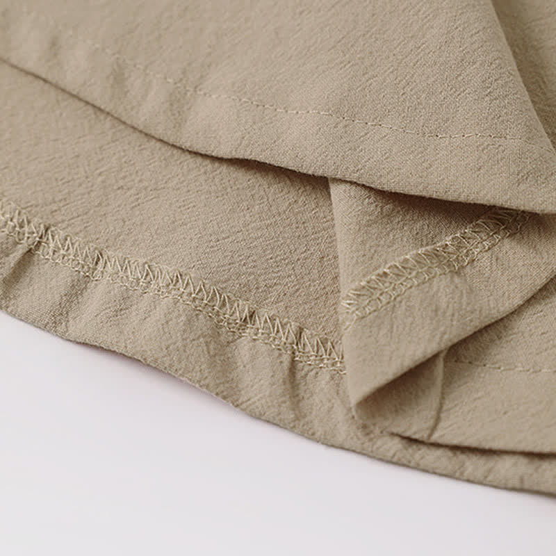 Buddha Stones Summer Embroidered Short Sleeve Notched Collar Men's Cotton Linen T-Shirt - image 9