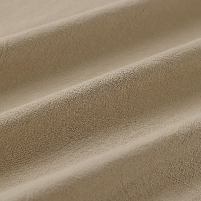 Buddha Stones Summer Embroidered Short Sleeve Notched Collar Men's Cotton Linen T-Shirt - image 7