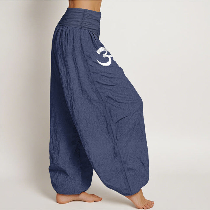 Buddha Stones Cotton Calm OM Energy Lines Pattern Women's Elastic Waist Harem Pants - image 6