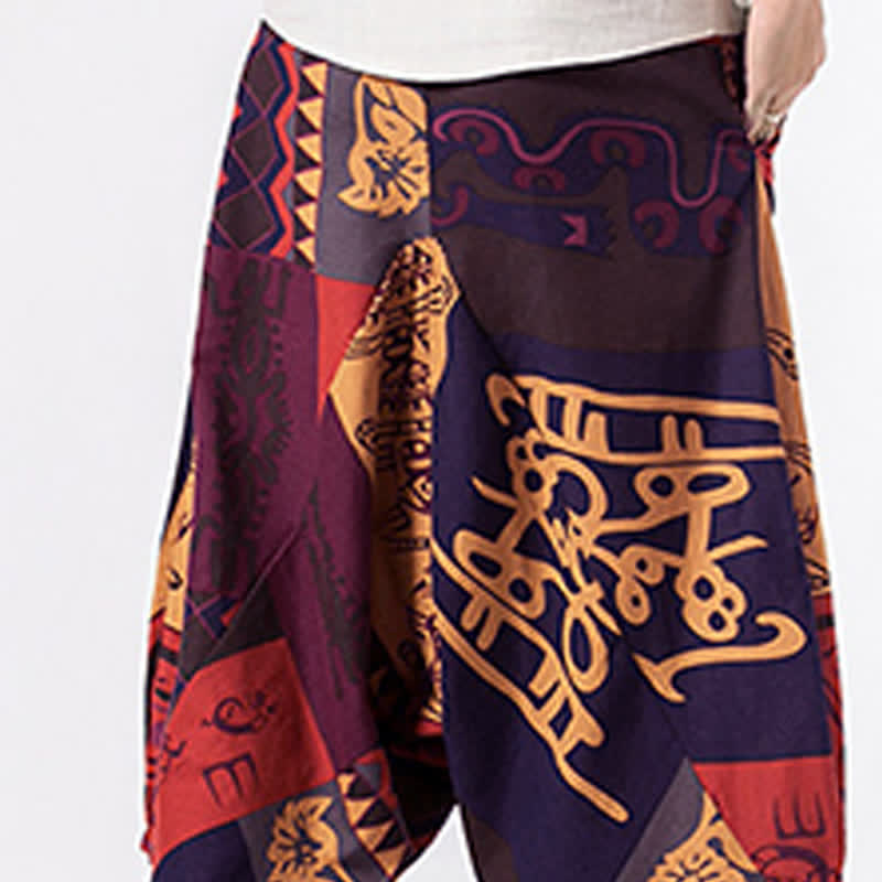 Buddha Stones Ethnic Printing Floral Geometric Pattern Men's Harem 7-8 Length Pants With Pockets - image 13