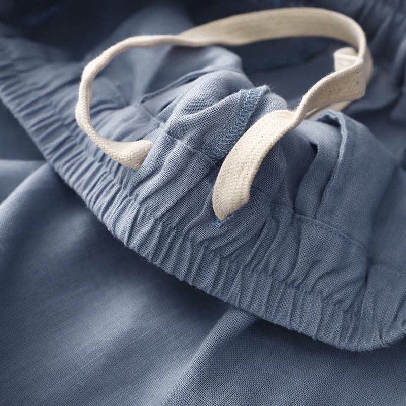 Buddha Stones Summer Plain Elastic Waist Two-tone Cuffs Cropped Women's Tapered Pants With Pockets - image 2