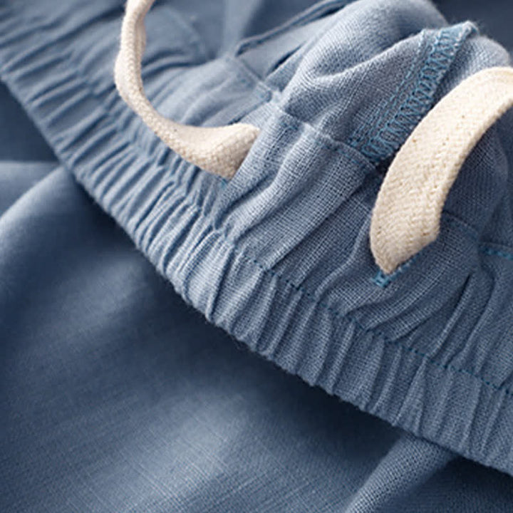 Buddha Stones Summer Plain Elastic Waist Two-tone Cuffs Cropped Women's Tapered Pants With Pockets - image 3