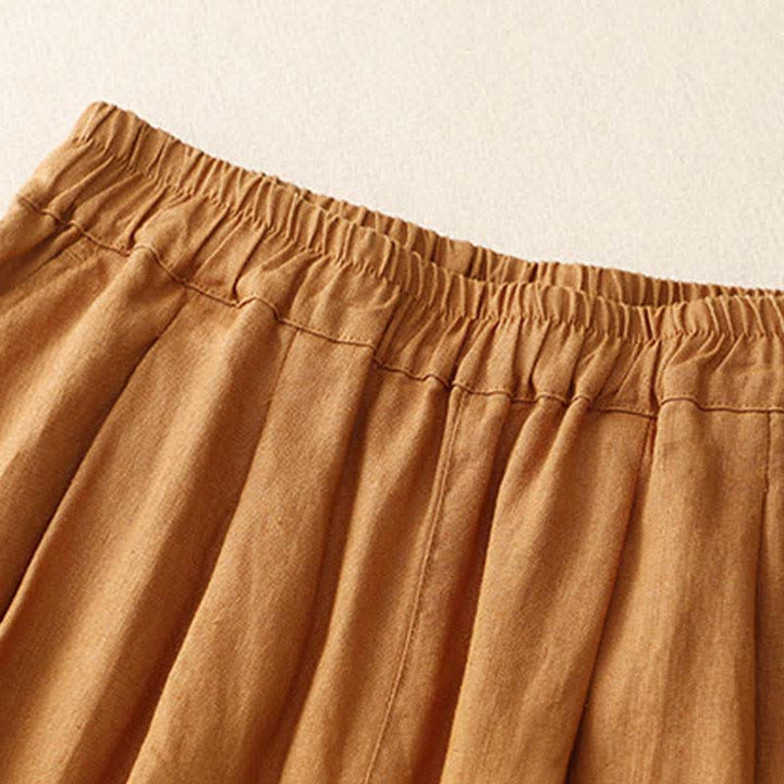 Buddha Stones Summer Plain Elastic Waist Two-tone Cuffs Cropped Women's Tapered Pants With Pockets - image 18