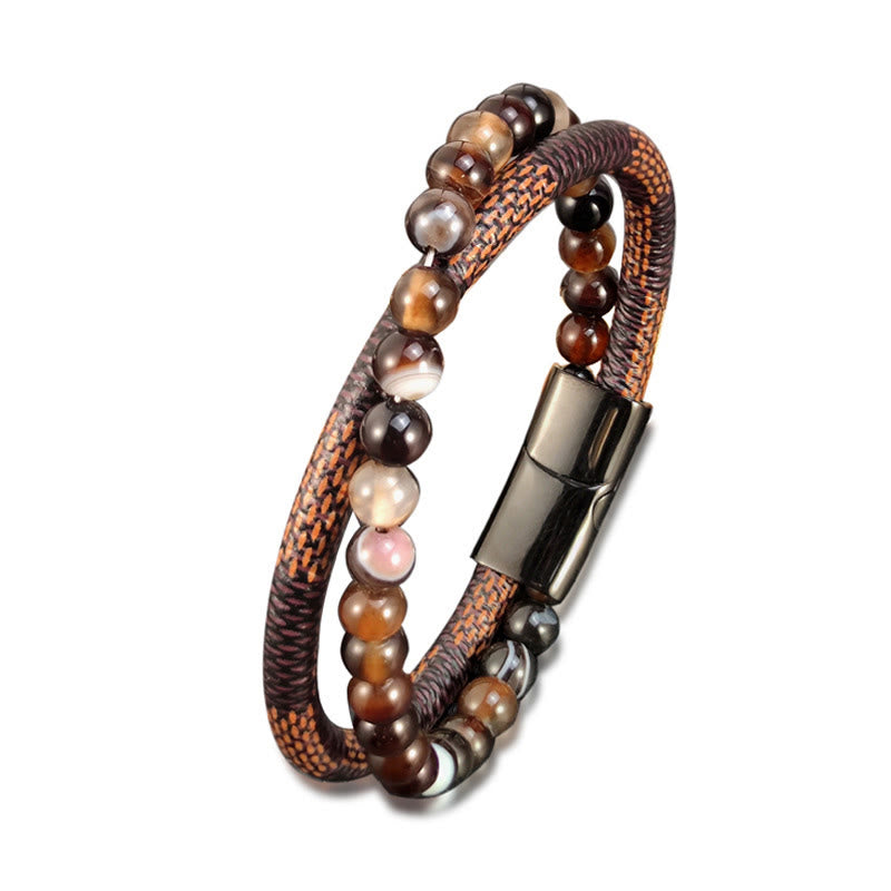 Buddha Stones Sardonyx Double Wrap Braided Leather Success Bracelet - image 4