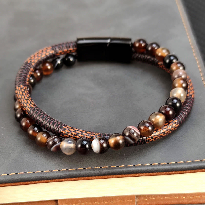 Buddha Stones Sardonyx Double Wrap Braided Leather Success Bracelet - image 2