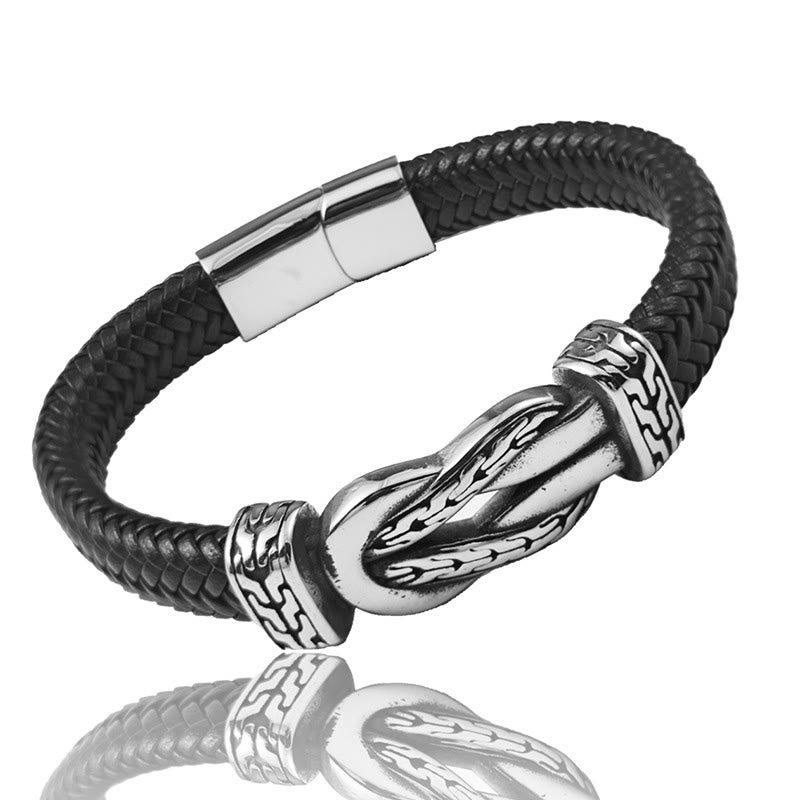 Buddha Stones Knot Design Braided Leather Balance Bracelet - image 4
