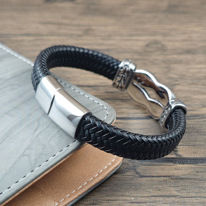 Buddha Stones Knot Design Braided Leather Balance Bracelet - image 3