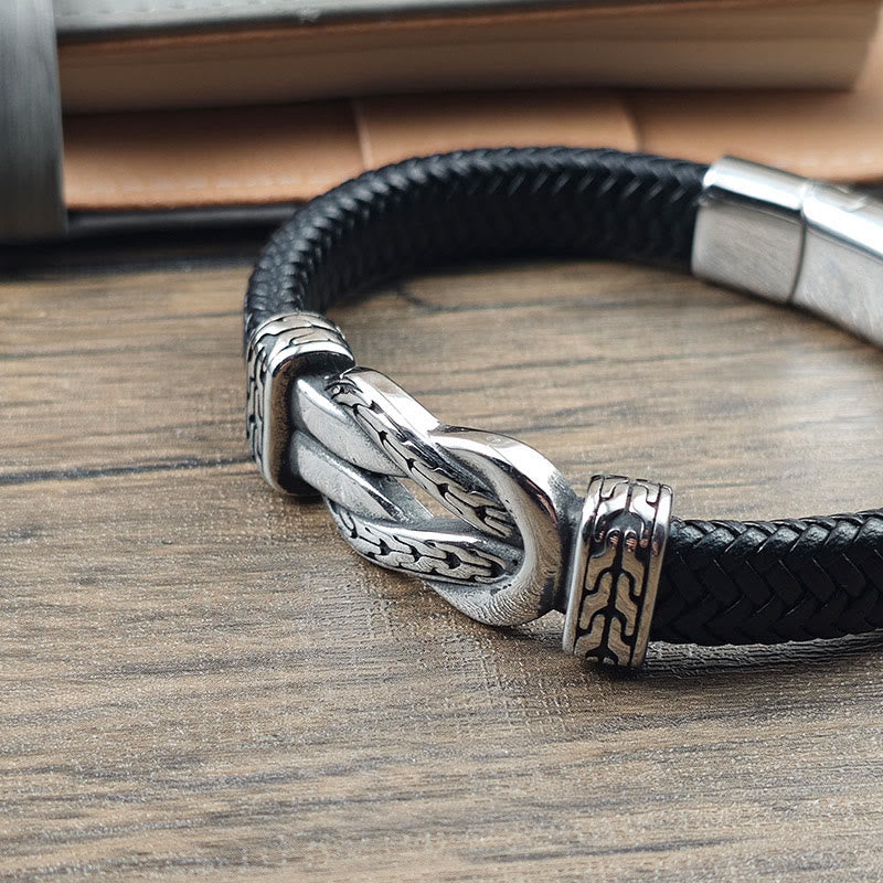 Buddha Stones Knot Design Braided Leather Balance Bracelet - image 2