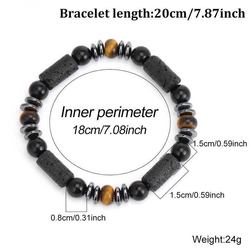 Buddha Stones Natural Tiger's Eye Obsidian Hematite Lava Rock Powerful Bracelet - image 10