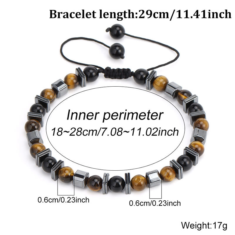 Buddha Stones Natural Tiger's Eye Black Obsidian Hematite Support Bracelet - image 9