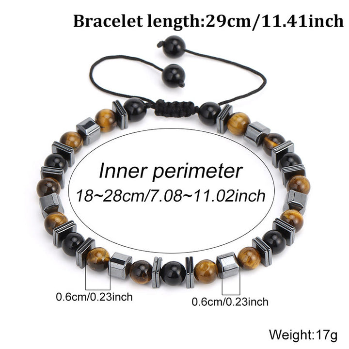 Buddha Stones Natural Tiger's Eye Black Obsidian Hematite Support Bracelet - image 9