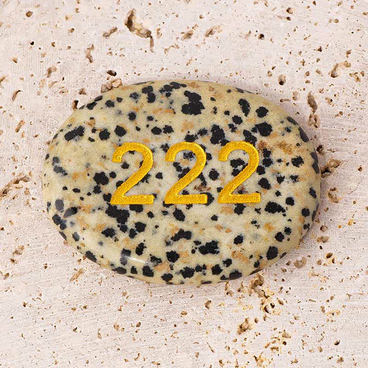 Buddha Stones Angel Numbers White Crystal Red Jasper Pink Crystal Green Aventurine Meditation Palm Stone - 222 Angel Number&Dalmatian Jasper 4.5*3.5*0.7cm - image 8