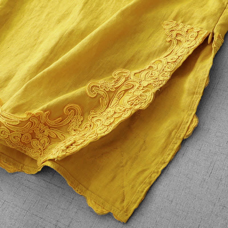 Buddha Stones Chinese Frog-Button Lace Patchwork Design Stand Collar Women's Cotton Sleeveless Vest - image 4