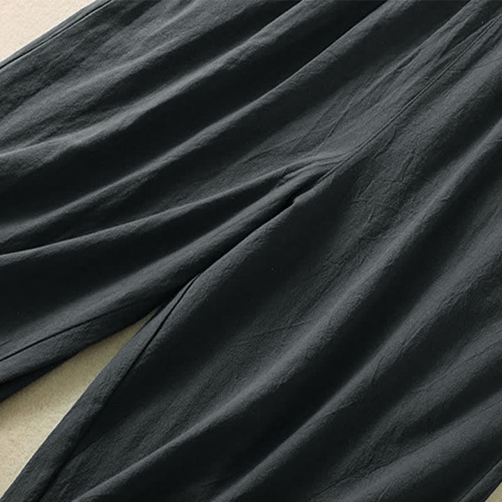 Buddha Stones High Waist Capri Cropped Women's Wide Leg Cotton Pants With Pockets - image 21