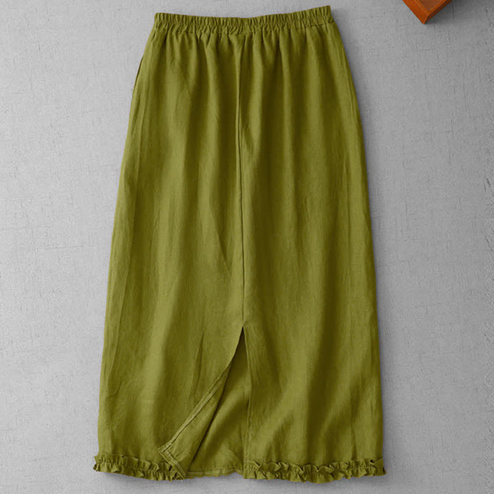 Buddha Stones Commute Elastic Waistband Pleated Hem Capri Length Women's Lined Skirt With Pockets - image 1