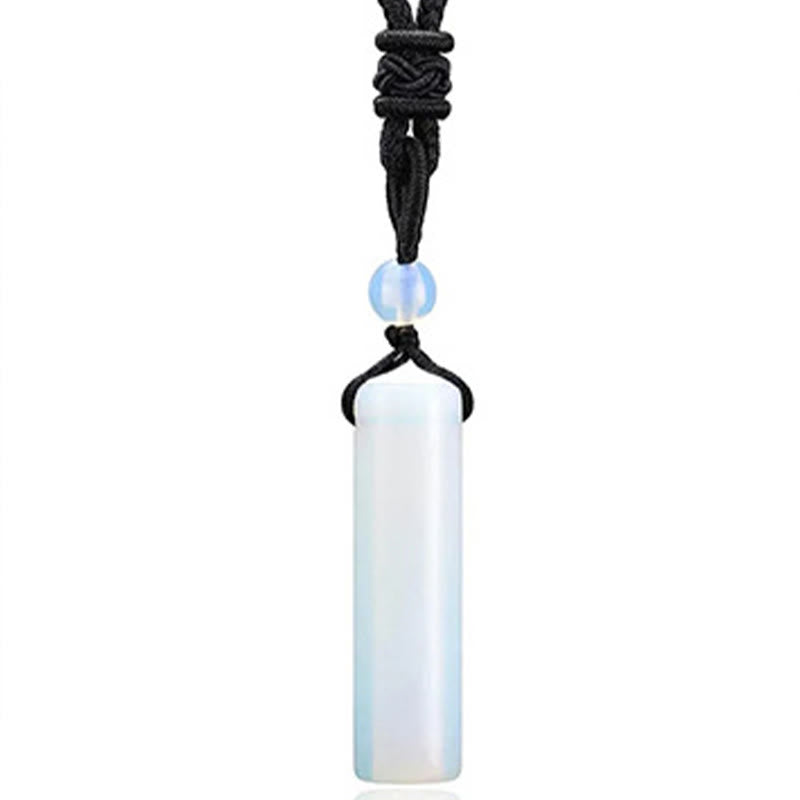 Buddha Stones Various Crystal Rose Quartz Green Aventurine Amethyst Cylinder Healing Necklace Pendant - Opal(Synthetic) - image 16
