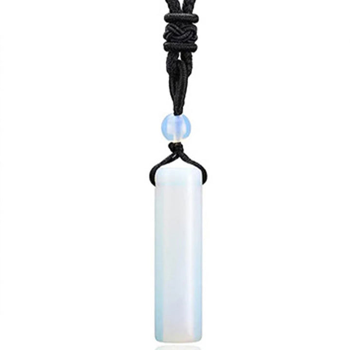 Buddha Stones Various Crystal Rose Quartz Green Aventurine Amethyst Cylinder Healing Necklace Pendant - Opal(Synthetic) - image 16