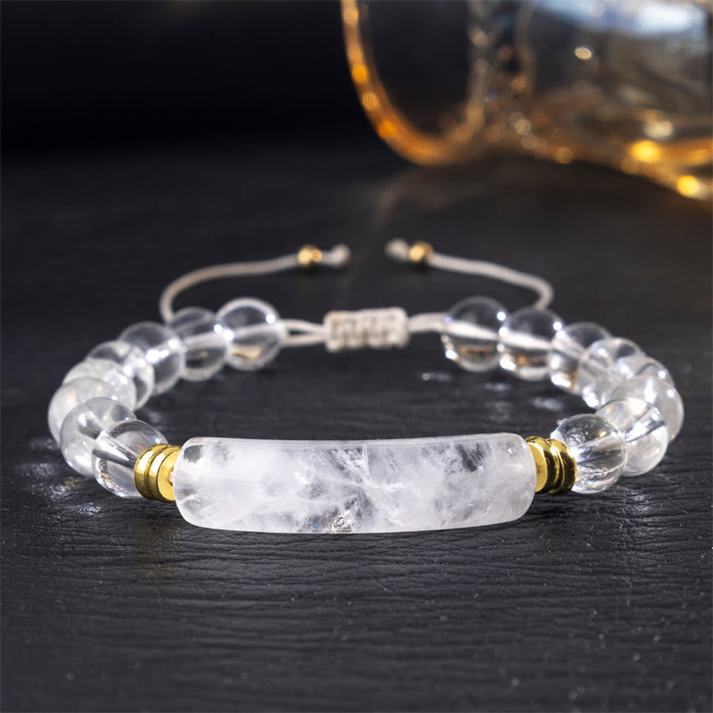 Buddha Stones Amethyst Green Aventurine Tiger Eye Strawberry Quartz Positive Transformation Bracelet - White Crystal(Wrist Circumference 14-18cm) - image 9