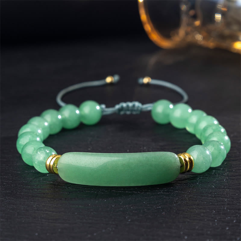 Buddha Stones Amethyst Green Aventurine Tiger Eye Strawberry Quartz Positive Transformation Bracelet - Green Aventurine(Wrist Circumference 14-18cm) - image 0
