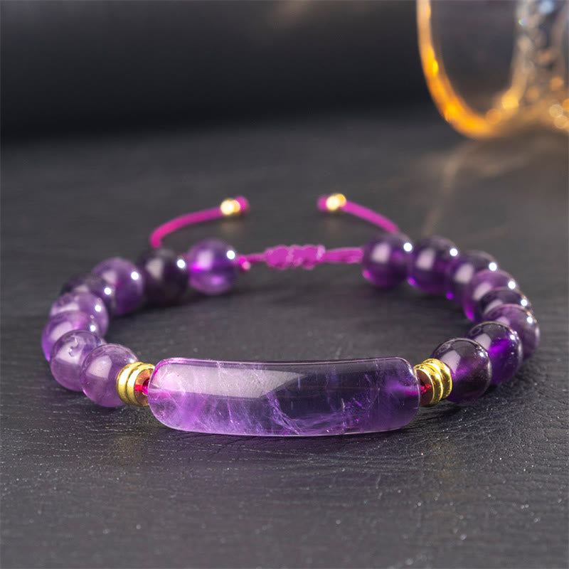 Buddha Stones Amethyst Green Aventurine Tiger Eye Strawberry Quartz Positive Transformation Bracelet - Amethyst(Wrist Circumference 14-18cm) - image 5