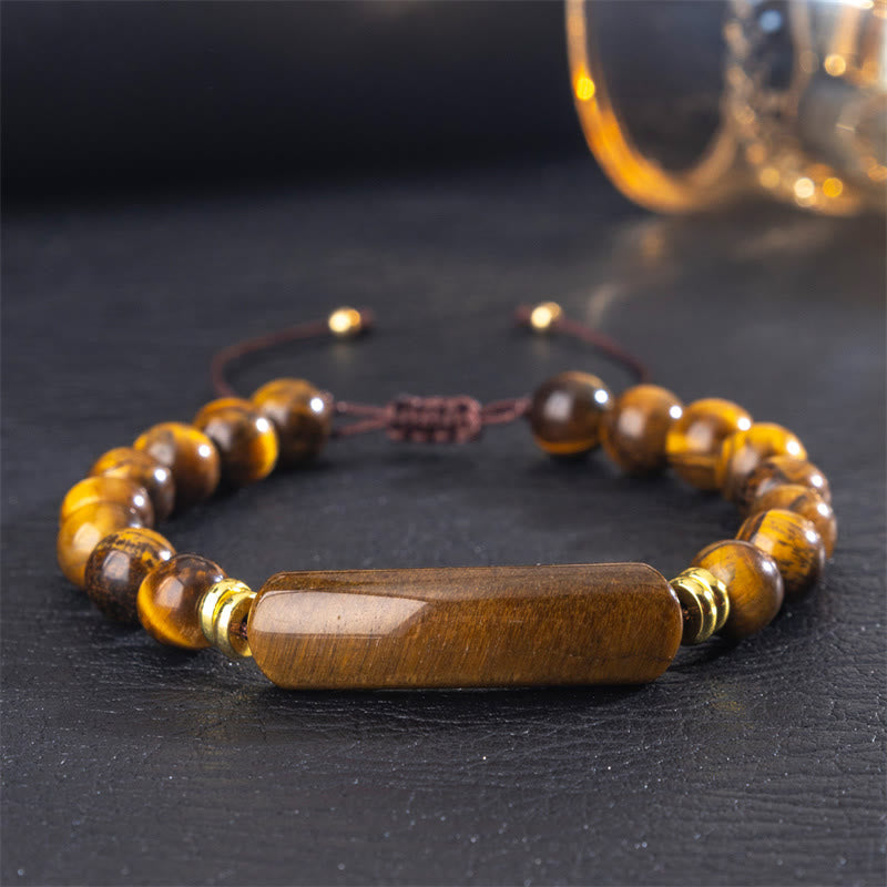 Buddha Stones Amethyst Green Aventurine Tiger Eye Strawberry Quartz Positive Transformation Bracelet - Tiger Eye(Wrist Circumference 14-18cm) - image 3