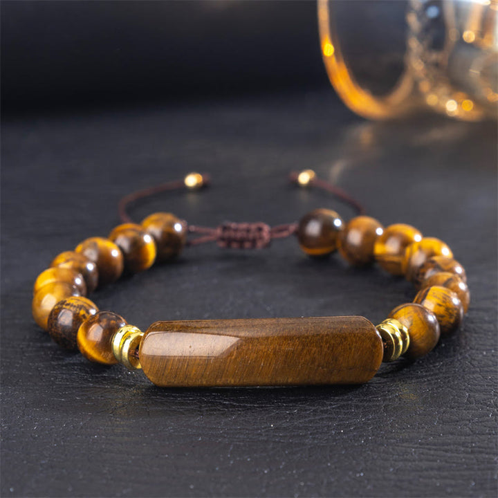 Buddha Stones Amethyst Green Aventurine Tiger Eye Strawberry Quartz Positive Transformation Bracelet - Tiger Eye(Wrist Circumference 14-18cm) - image 3