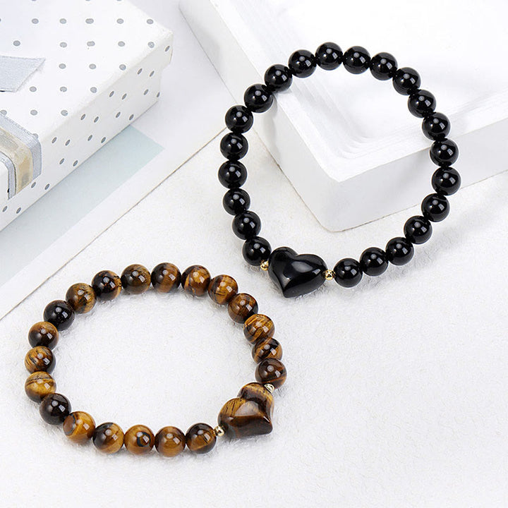 Buddha Stones Natural Amethyst Green Aventurine Tiger Eye Strawberry Quartz Love Heart Spiritual Bracelet - image 44