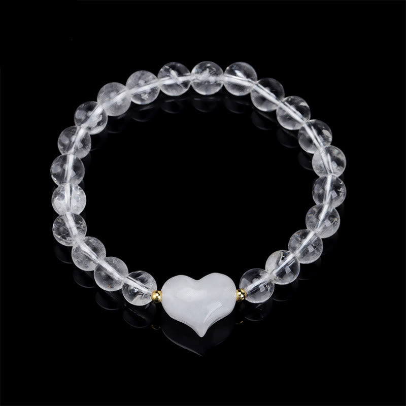 Buddha Stones Natural Amethyst Green Aventurine Tiger Eye Strawberry Quartz Love Heart Spiritual Bracelet - White Crystal(Wrist Circumference 14-16cm) - image 33