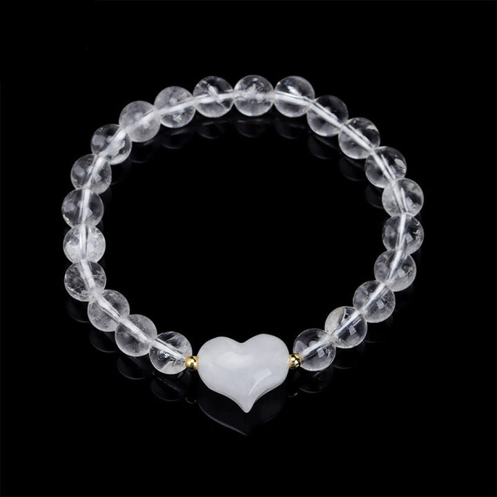 Buddha Stones Natural Amethyst Green Aventurine Tiger Eye Strawberry Quartz Love Heart Spiritual Bracelet - White Crystal(Wrist Circumference 14-16cm) - image 33